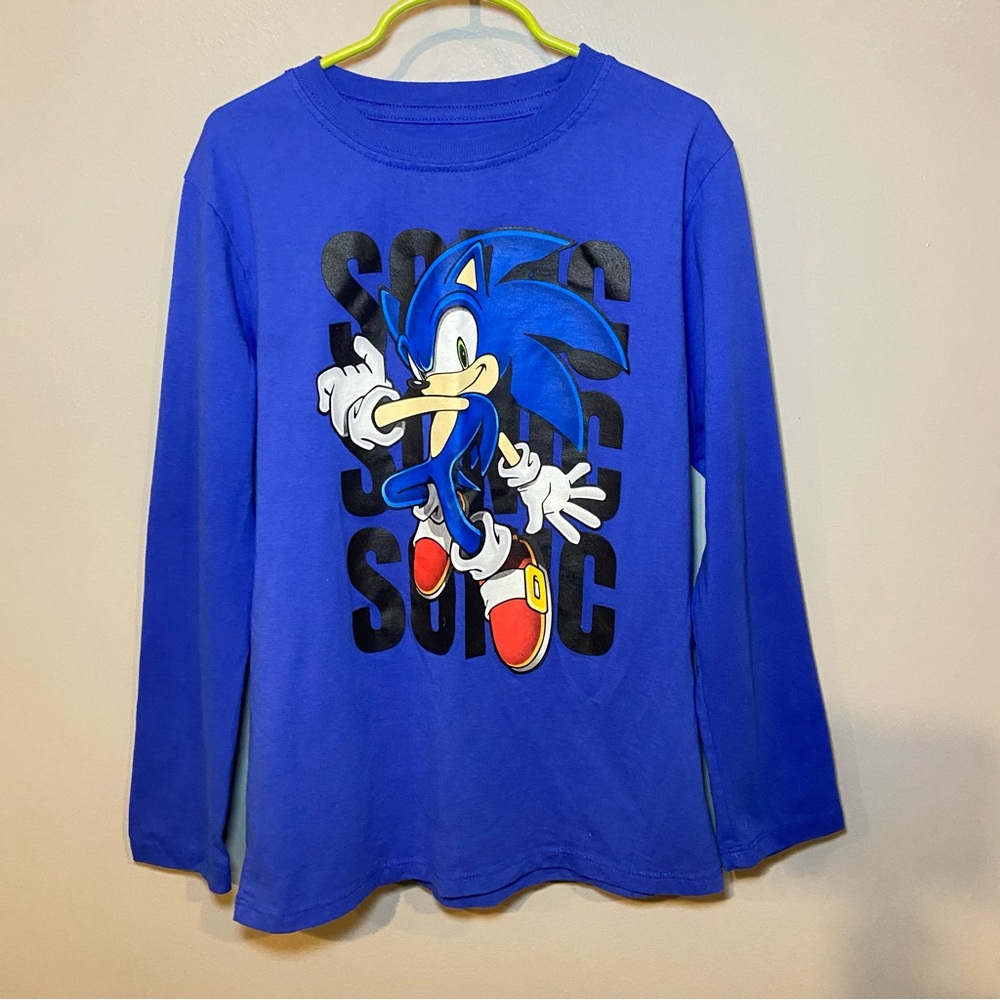 Sonic The Hedgehog Graphic Shirt Long Sleeves Boys Size Medium 7-8